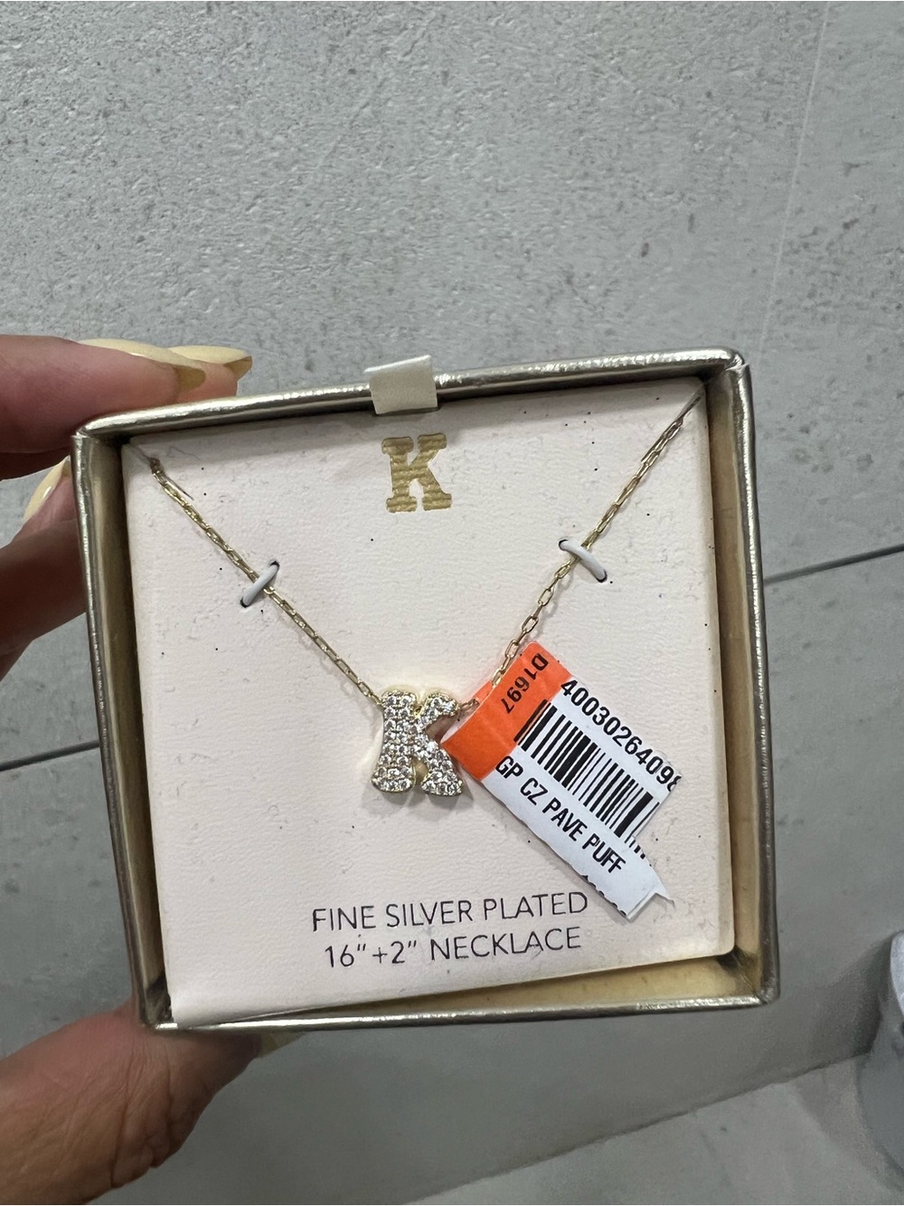 Initial CZ Pave Puff Necklace in Gold